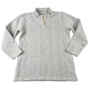 Orvis‎ Womens Pullover Size Small S-P Fleece Sweater Gray White 1/4 Button